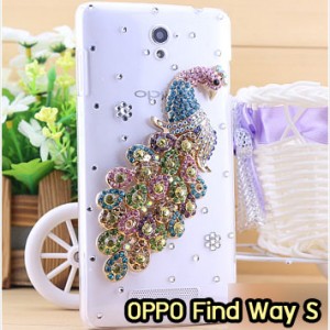 M1179-08 เคสประดับ OPPO Find Way S ลายนกยูงหลากสี