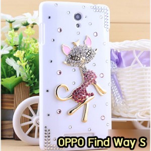 M1179-10 เคสประดับ OPPO Find Way S ลาย Cute Cat