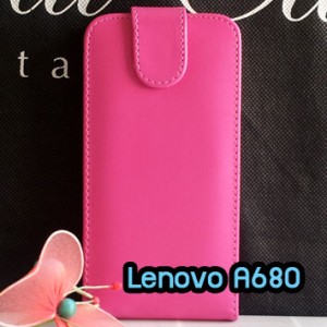 M1102-04 เคสหนังเปิดขึ้น-ลง Lenovo A680 สีชมพู