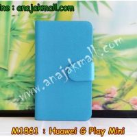 M1861-01 เคสหนังฝาพับ Huawei G Play Mini สีฟ้า