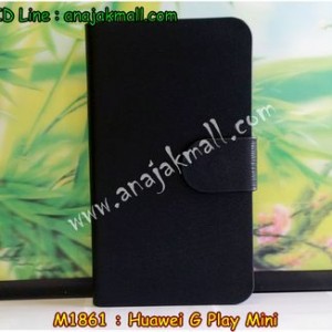 M1861-04 เคสหนังฝาพับ Huawei G Play Mini สีดำ