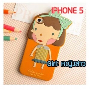 M190-04 เคสซิลิโคน iPhone 5 ตัวการ์ตูน หญิงสาว