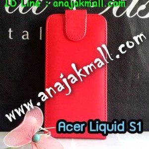 M1103-02 เคสหนังเปิดขึ้น-ลง Acer Liquid S1 สีแดง