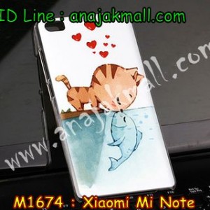 M1674-08 เคสแข็ง Xiaomi Mi Note ลาย Cat & Fish