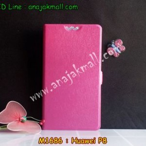 M1686-02 เคสฝาพับ Huawei P8 สีชมพู