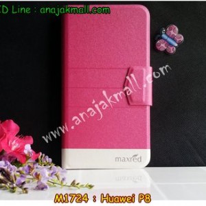 M1724-03 เคสหนังฝาพับ Huawei P8 สีชมพู