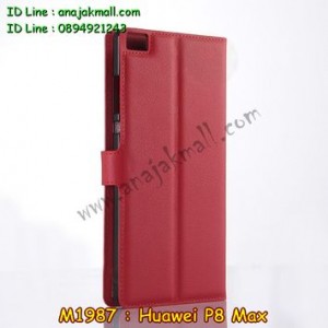 M1987-04 เคสฝาพับ Huawei P8 Max สีแดง