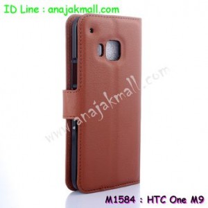 M1584-01 เคสฝาพับ HTC One M9 สีน้ำตาล
