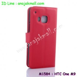 M1584-04 เคสฝาพับ HTC One M9 สีแดง