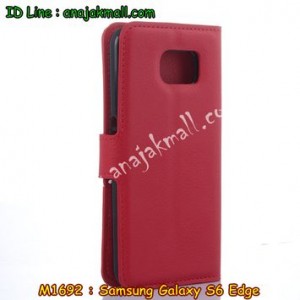 M1692-05 เคสฝาพับ Samsung Galaxy S6 Edge สีแดง