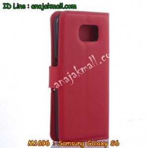 M1696-05 เคสฝาพับ Samsung Galaxy S6 สีแดง