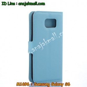 M1696-06 เคสฝาพับ Samsung Galaxy S6 สีฟ้า