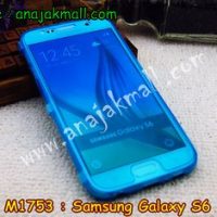 M1753-01 เคสซิลิโคนฝาพับ Samsung Galaxy S6 สีฟ้า