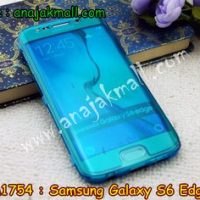 M1754-03 เคสซิลิโคนฝาพับ Samsung Galaxy S6 Edge สีฟ้า