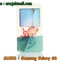 M1806-01 เคสโชว์เบอร์ Samsung Galaxy S6 ลาย Cat & Fish