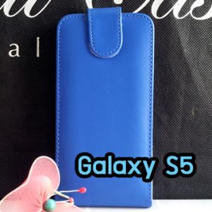 M1220-02 เคสหนังเปิดขึ้นลง Samsung Galaxy S5 สีน้ำเงิน