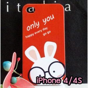 M734-12 เคสแข็ง iPhone 4S/4 ลาย Red Rabbit