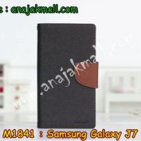 M1841-05 เคสฝาพับ Samsung Galaxy J7 สีดำ-น้ำตาล