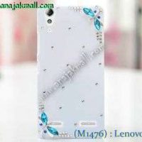 M1476-07 เคสประดับ Lenovo A6000 ลายแมงปอสีฟ้า