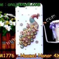 M1776-03 เคสประดับ Huawei Honor 4X ลายนกยูงหลากสี