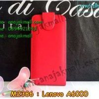 M2386-01 เคสฝาพับเปิดขึ้น-ลง Lenovo A6000 สีแดง