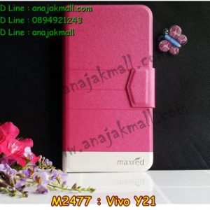 M2477-03 เคสฝาพับ Vivo Y21 สีชมพู