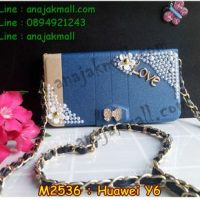M2536-04 เคสกระเป๋า Huawei Y6 ลาย Love Flower