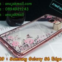 M2769-02 เคสยาง Samsung Galaxy S6 Edge Plus ลายดอกไม้ ขอบชมพู