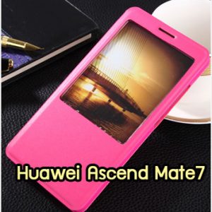 M1068-02 เคสโชว์เบอร์ Huawei Ascend Mate7 สีกุหลาบ