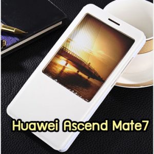 M1068-04 เคสโชว์เบอร์ Huawei Ascend Mate7 สีขาว