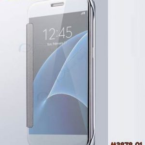 M3878-01 เคสฝาพับ Samsung Galaxy A8 Plus 2018 กระจกเงา สีเงิน
