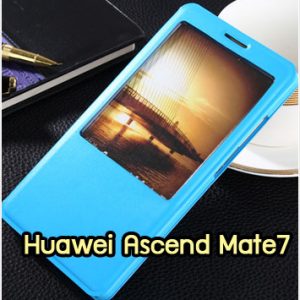 M1068-08 เคสโชว์เบอร์ Huawei Ascend Mate7 สีฟ้า