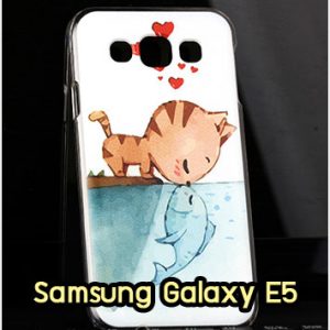 M1322-08 เคสแข็ง Samsung Galaxy E5 ลาย Cat & Fish