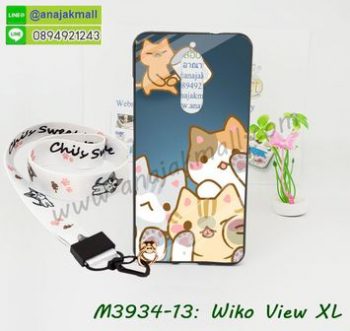 M3934-13 เคสยาง Wiko View XL ลาย CiCat V02 พร้อมสายคล้องคอ