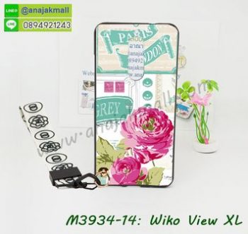 M3934-14 เคสยาง Wiko View XL ลาย Flower V02 พร้อมสายคล้องมือ