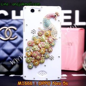 M1666-08 เคสประดับ OPPO Neo 5s ลายนกยูงหลากสี