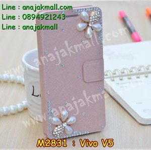 M2831-15 เคสฝาพับคริสตัล Vivo V5 ลาย Two Flower II