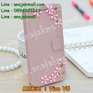 M2831-24 เคสฝาพับคริสตัล Vivo V5 ลาย Flower II