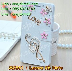 M2861-08 เคสฝาพับคริสตัล Lenovo K6 Note ลาย Music II