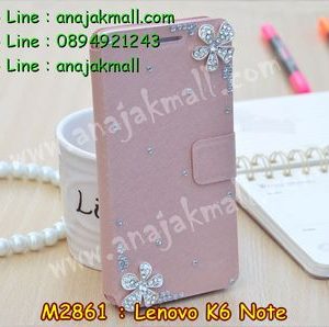 M2861-18 เคสฝาพับคริสตัล Lenovo K6 Note ลาย Fresh Flower II