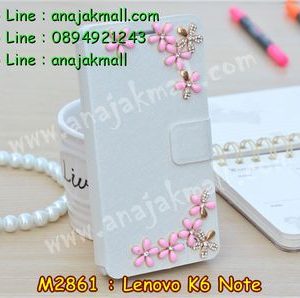 M2861-25 เคสฝาพับคริสตัล Lenovo K6 Note ลาย Flower III