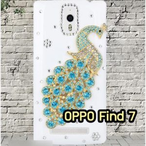 M852-09 เคสประดับ OPPO Find 7 ลายนกยูงฟ้า