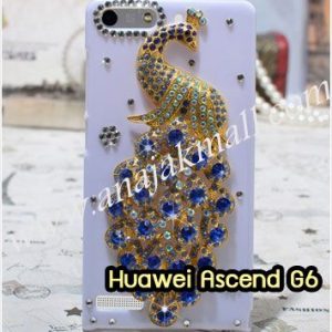 M1150-04 เคสประดับ Huawei Ascend G6 ลายนกยูงน้ำเงิน