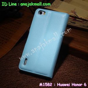 M1582-03 เคสฝาพับ Huawei Honor 6 สีฟ้า