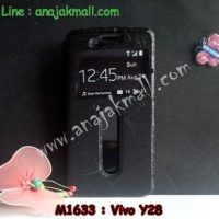 M1633-01 เคสหนังโชว์เบอร์ Vivo Y28 สีดำ