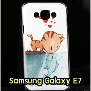M1323-08 เคสแข็ง Samsung Galaxy E7 ลาย Cat & Fish