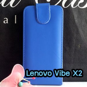 M1418-02 เคสเปิดขึ้น-ลง Lenovo Vibe X2 สีน้ำเงิน