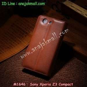 M1646-02 เคสฝาพับ Sony Xperia Z3 Compact สีน้ำตาล