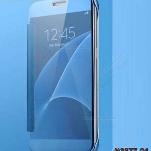 M3877-04 เคสฝาพับ Samsung Galaxy A8-2018 กระจกเงา สีฟ้า