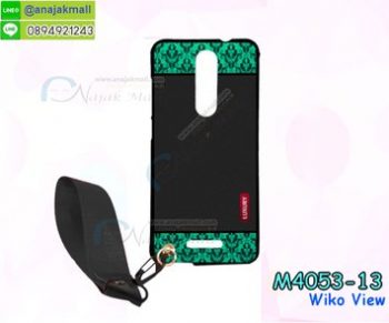 M4053-13 เคสยาง Wiko View ลาย Green Luxury พร้อมสายคล้องมือ